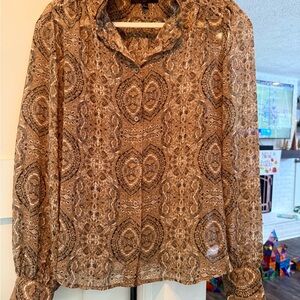 Banana Republic Tan Paisley Blouse